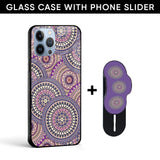 Mandala Glass case with Slider Phone Grip Combo