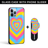 Y2K Heart Glass case with Slider Phone Grip Combo