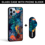 Cloudburst Glass case with Slider Phone Grip Combo