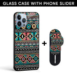 Mandala Pattern Glass case with Slider Phone Grip Combo