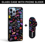 Accept The Mystery Glass case with Slider Phone Grip Combo