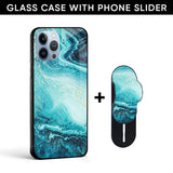 Sea Water Glass case with Slider Phone Grip Combo