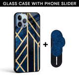 Abstract Blue Glass case with Slider Phone Grip Combo