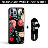 Floral Bunch Glass case with Slider Phone Grip Combo