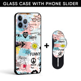 Just For You Glass case with Slider Phone Grip Combo