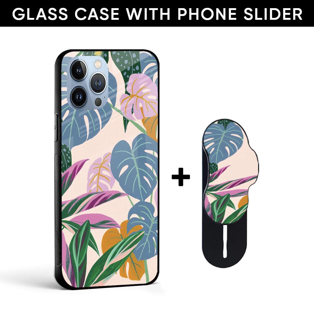 Go Green Glass case with Slider Phone Grip Combo