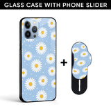 Pastel Blue Glass case with Slider Phone Grip Combo
