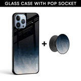 Black Aura Glass case with Round Phone Grip Combo