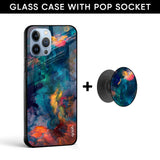 Cloudburst Glass case with Round Phone Grip Combo