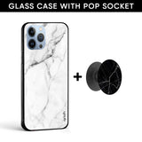 B&W Marble Glass case with Round Phone Grip Combo