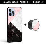 Marble Collage Art Glass case with Round Phone Grip Combo