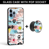 Just For You Glass case with Round Phone Grip Combo