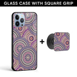 Mandala Glass case with Square Phone Grip Combo