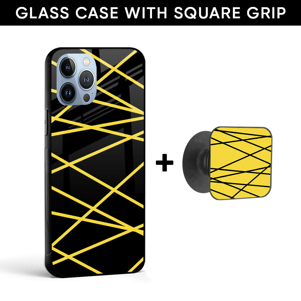 Seamless Stripes Glass case with Square Phone Grip Combo