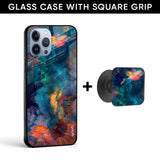 Cloudburst Glass case with Square Phone Grip Combo