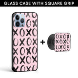 XOXO Glass case with Square Phone Grip Combo