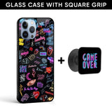 Accept The Mystery Glass case with Square Phone Grip Combo