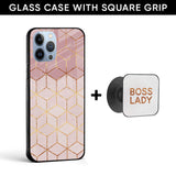 Boss Lady Glass case with Square Phone Grip Combo