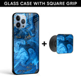 Gold Sprinkle Glass case with Square Phone Grip Combo