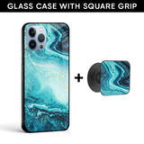 Sea Water Glass case with Square Phone Grip Combo