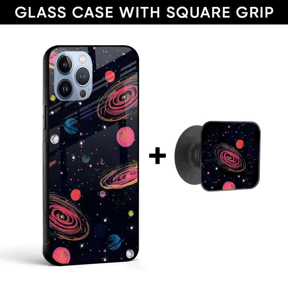 Galaxy Glass case with Square Phone Grip Combo