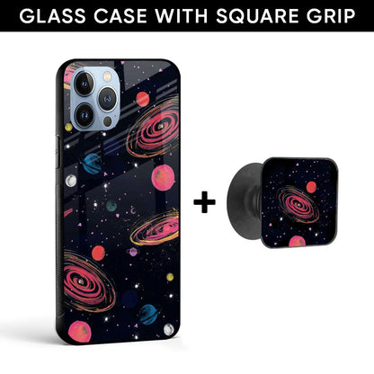 Galaxy Glass case with Square Phone Grip Combo