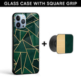 Abstract Green Glass case with Square Phone Grip Combo