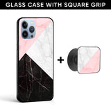 Marble Collage Art Glass case with Square Phone Grip Combo