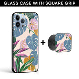 Go Green Glass case with Square Phone Grip Combo
