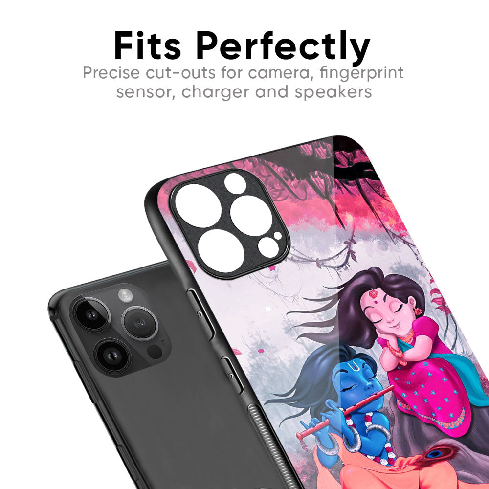 Radha Krishna Art Glass Case for iPhone SE 2020