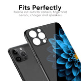 Half Blue Flower Glass Case for iPhone XS
