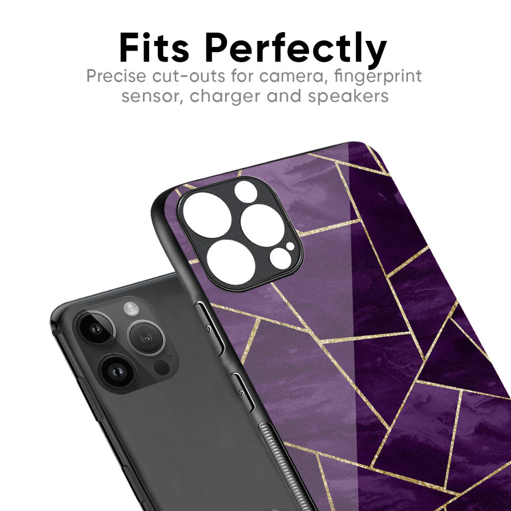 Geometric Purple Glass Case For iPhone 15 Pro Max