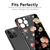 Black Spring Floral Glass Case for iPhone 8