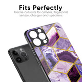 Purple Rhombus Marble Glass Case for iPhone XS