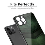 Green Leather Glass Case for iPhone 15