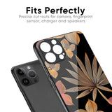 Lines Pattern Flowers Glass Case for iPhone 15 Plus