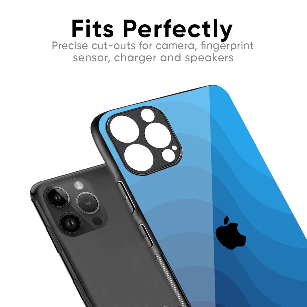 Blue Wave Abstract Glass Case for iPhone XS Max
