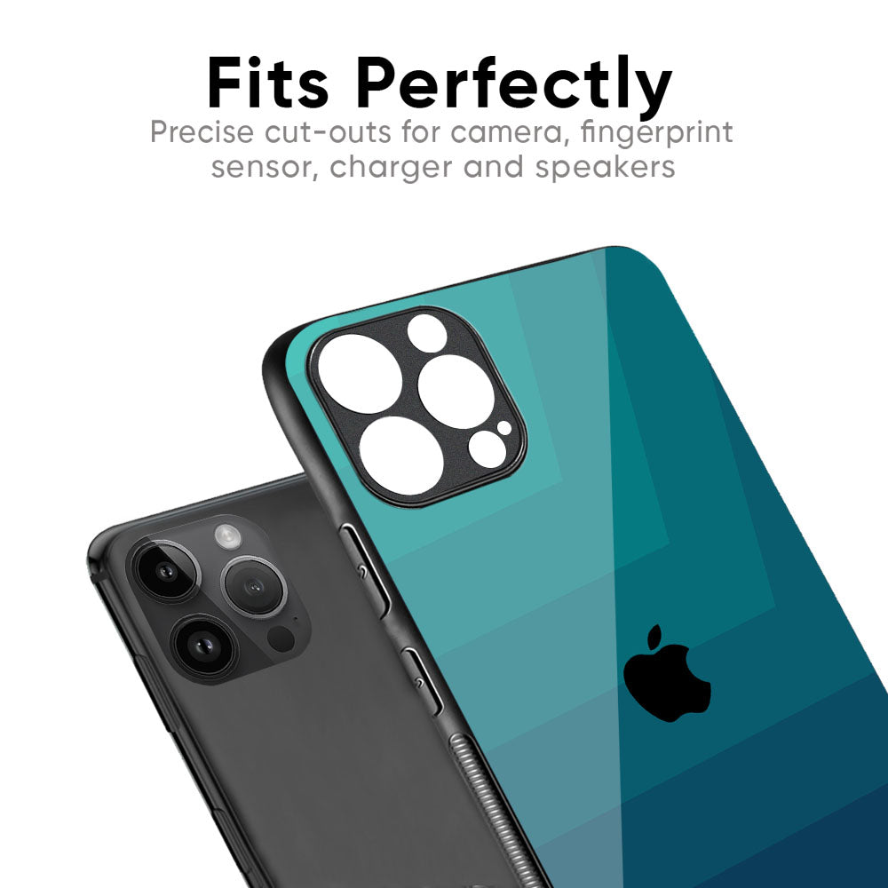 Green Triangle Pattern Glass Case for iPhone XS Max