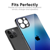Blue Rhombus Pattern Glass Case for iPhone 14 Pro