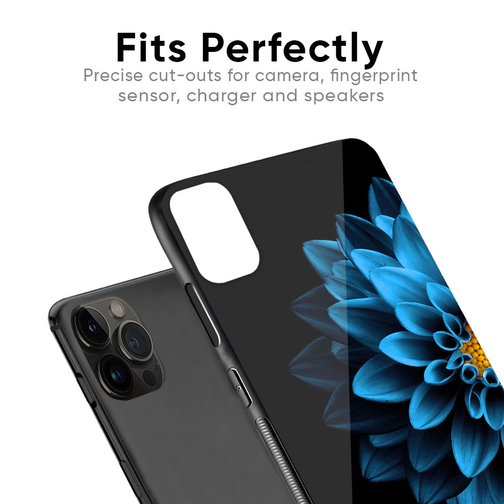 Half Blue Flower Glass Case for iPhone 6S
