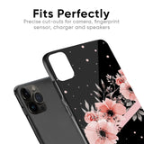 Floral Black Band Glass Case For iPhone 12