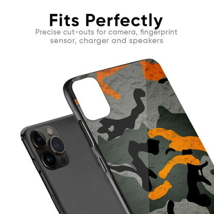 Camouflage Orange Glass Case For iPhone SE 2022