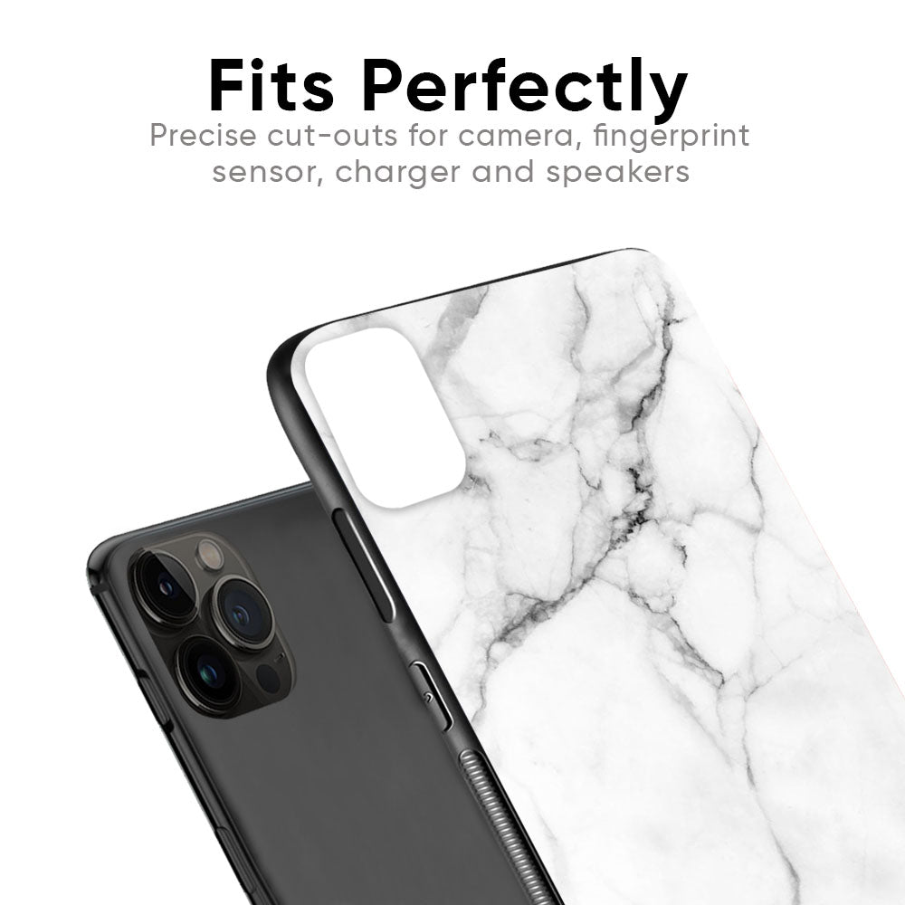 Modern White Marble Glass case for iPhone 12