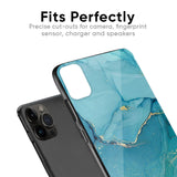 Blue Golden Glitter Glass Case for iPhone 12 mini