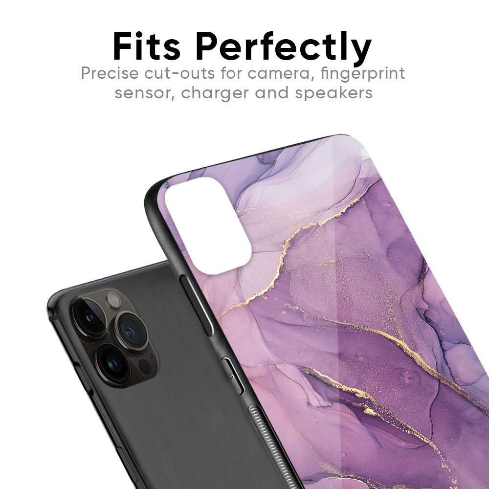 Purple Gold Marble Glass Case for iPhone SE 2022