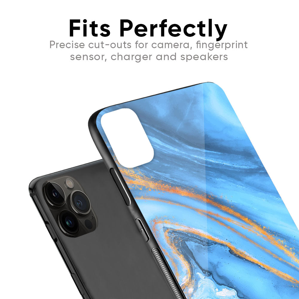 Vibrant Blue Marble Glass Case for iPhone SE 2022