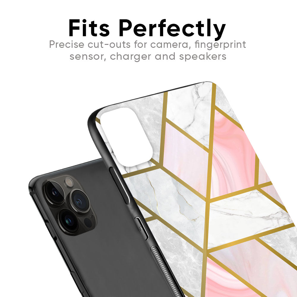 Geometrical Marble Glass Case for iPhone SE 2022