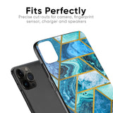 Turquoise Geometrical Marble Glass Case for iPhone 13 Pro