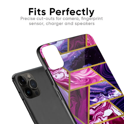 Electroplated Geometric Marble Glass Case for iPhone 12