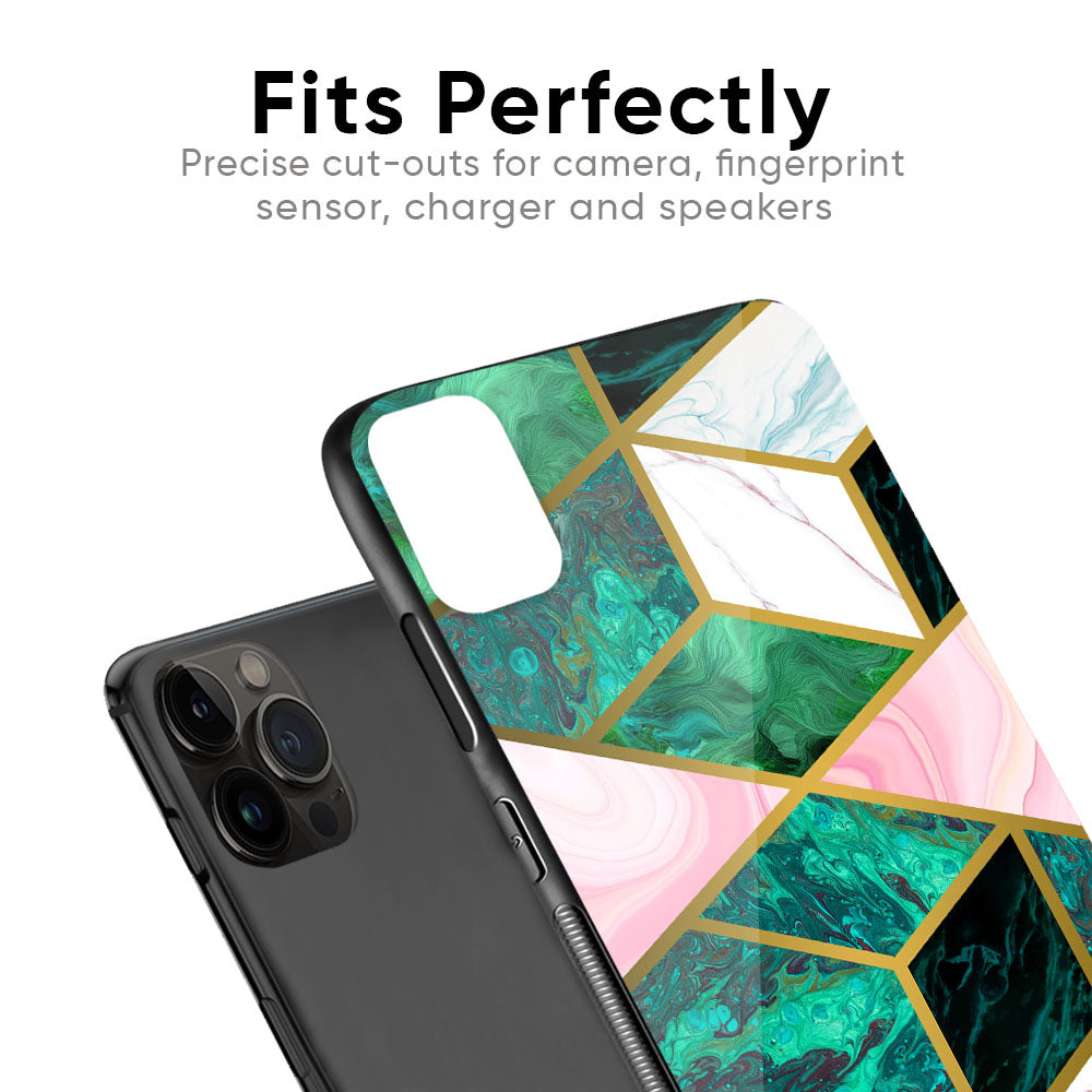 Seamless Green Marble Glass Case for iPhone SE 2022